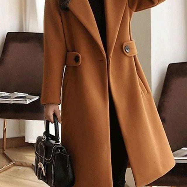 Timeless Long Wool Coat with Double Buttons | Maeve
