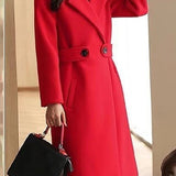 Timeless Long Wool Coat with Double Buttons | Maeve