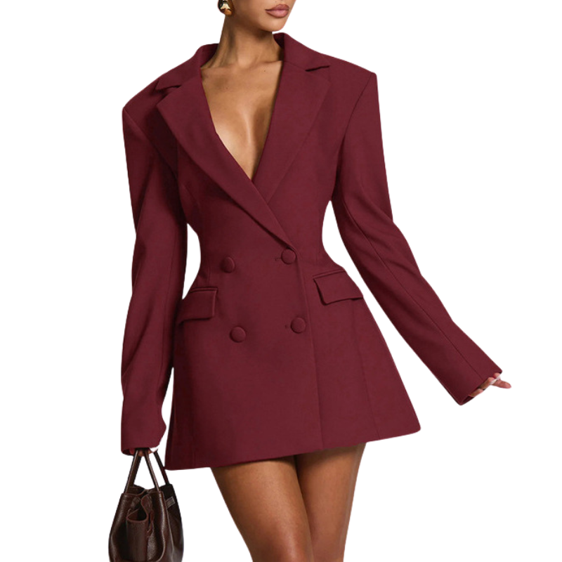 Business Suit Style Dress with Structured Shoulders For Woman