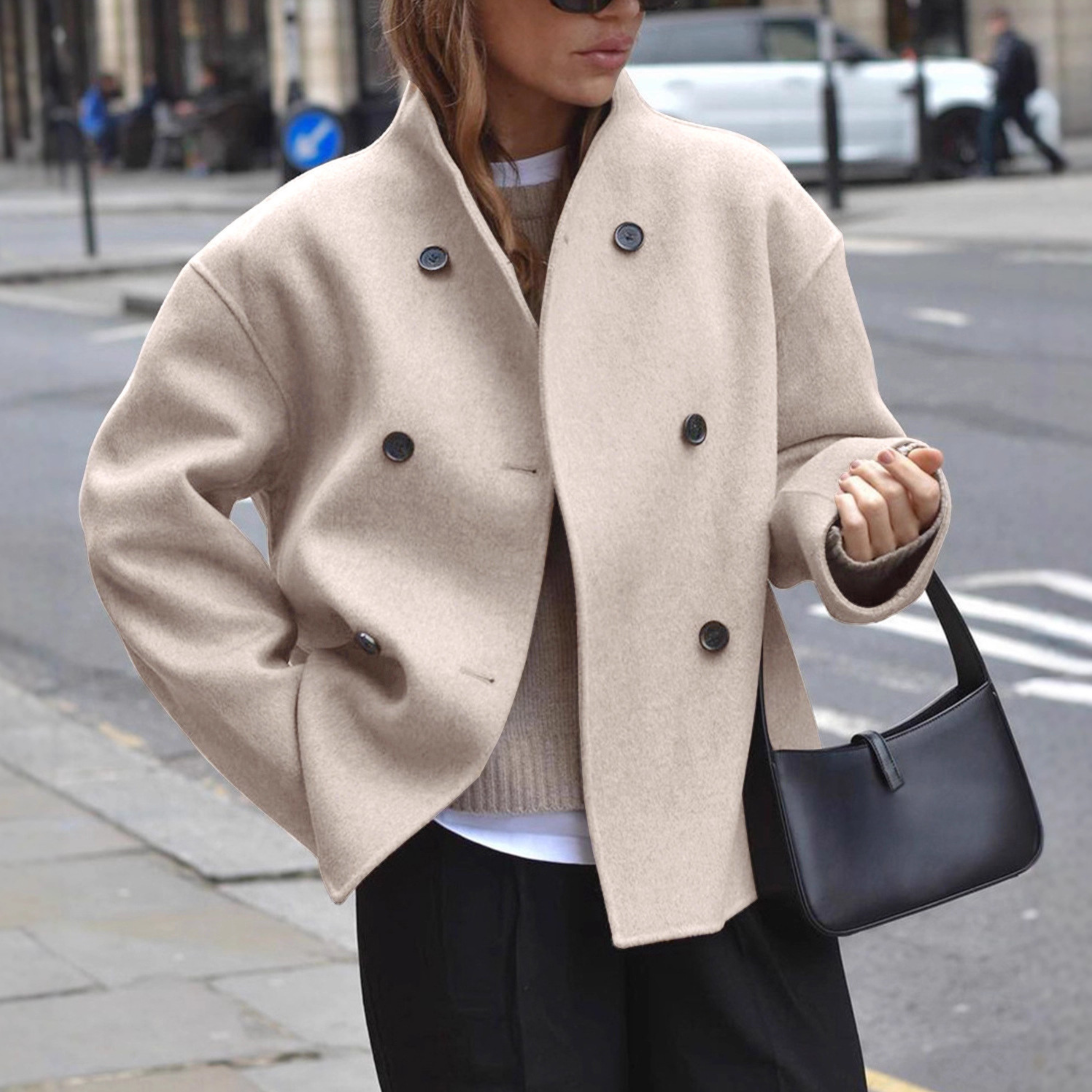 Cozy Stand Collar Long Sleeve Coat | Blythe