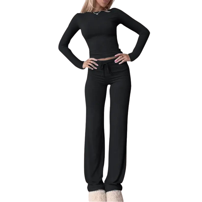 Closette | Slim Crop Top & Pants Set For Woman