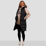 Lightweight Long Hooded Puffer Jacket with Zip Closure | Sidra