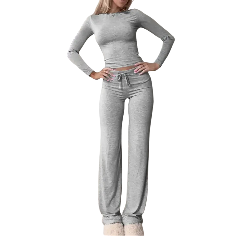 Closette | Slim Crop Top & Pants Set For Woman