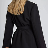 Longline Belted Tailored Blazer with Wide Lapels | Arvella