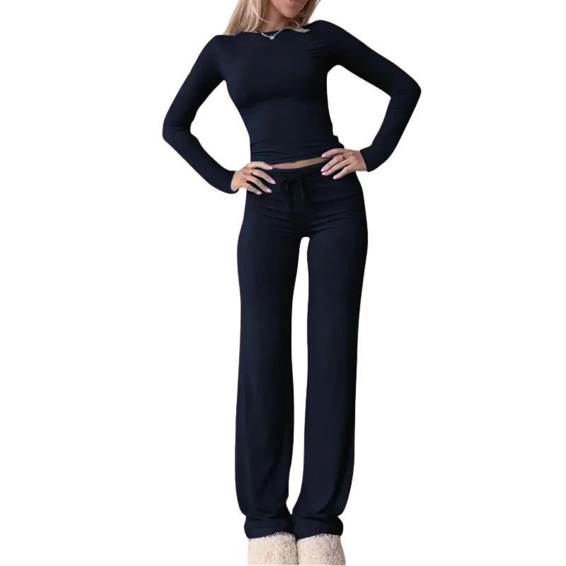 Closette | Slim Crop Top & Pants Set For Woman
