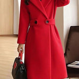 Timeless Long Wool Coat with Double Buttons | Maeve