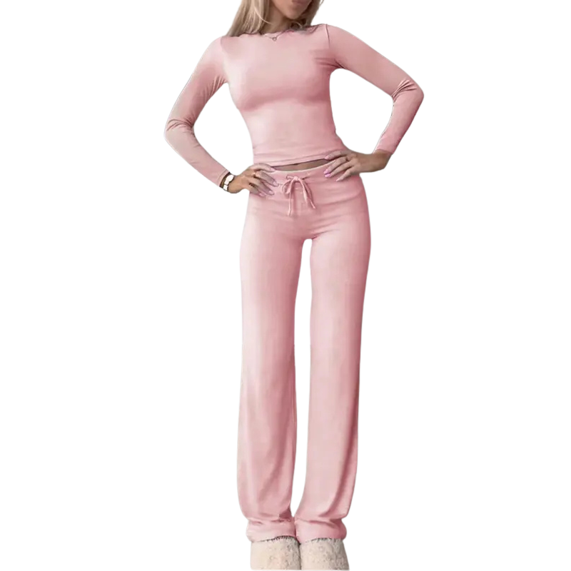 Closette | Slim Crop Top & Pants Set For Woman