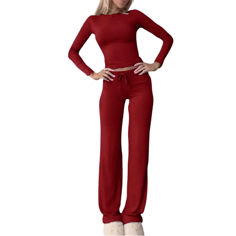 Closette | Slim Crop Top & Pants Set For Woman