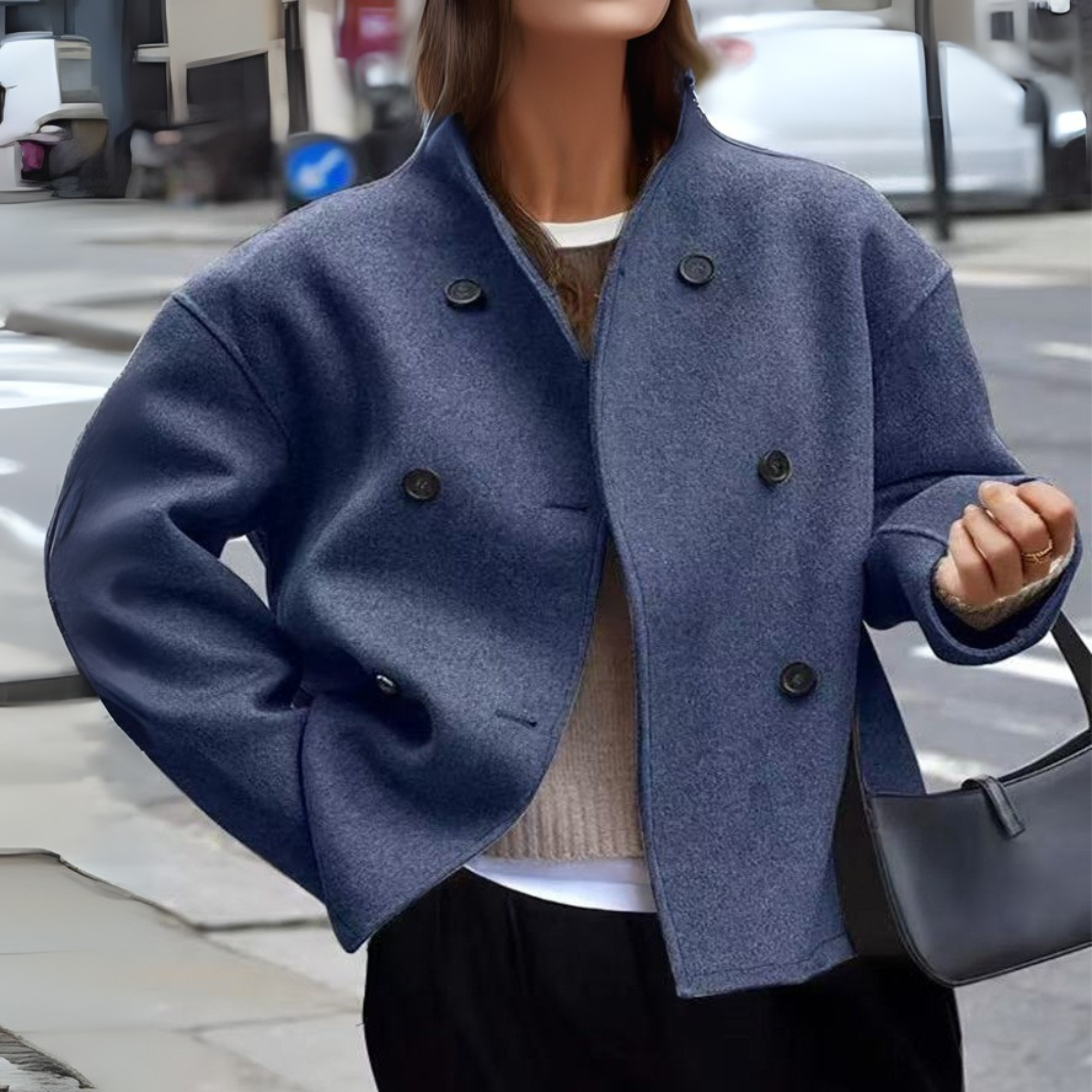 Cozy Stand Collar Long Sleeve Coat | Blythe