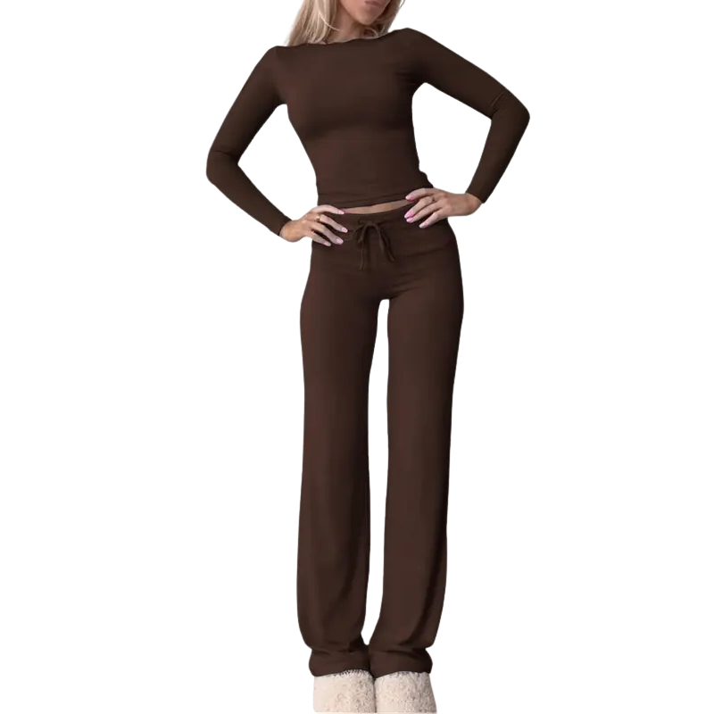 Closette | Slim Crop Top & Pants Set For Woman