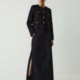 Cropped Jacket with Gold Buttons and Front Pockets | Yselde