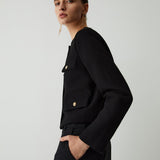 Cropped Jacket with Gold Buttons and Front Pockets | Yselde
