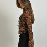 Closette | Sheer Leopard Print Top For Woman