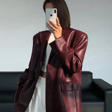 Oversized Faux Leather Blazer with Tailored Lapel | Vaelith