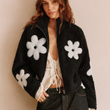 Floral Teddy Jacket with Cropped Fit | Liora