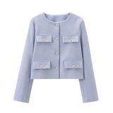 Cropped Jacket with Gold Buttons and Front Pockets | Yselde