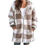 Plaid Fleece Hooded Long Coat | Arabella