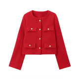 Cropped Jacket with Gold Buttons and Front Pockets | Yselde