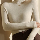 Closette | High Neck Slim Fit Ribbed Knit Top For Woman