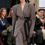 Tailored Belted Blazer Jacket with Structured Fit | Elviora