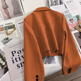 Cropped Blazer with Classic Lapel For Woman