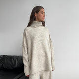 Relaxed Turtleneck Knit Lounge Set with Wide-Leg Trousers | Isyra