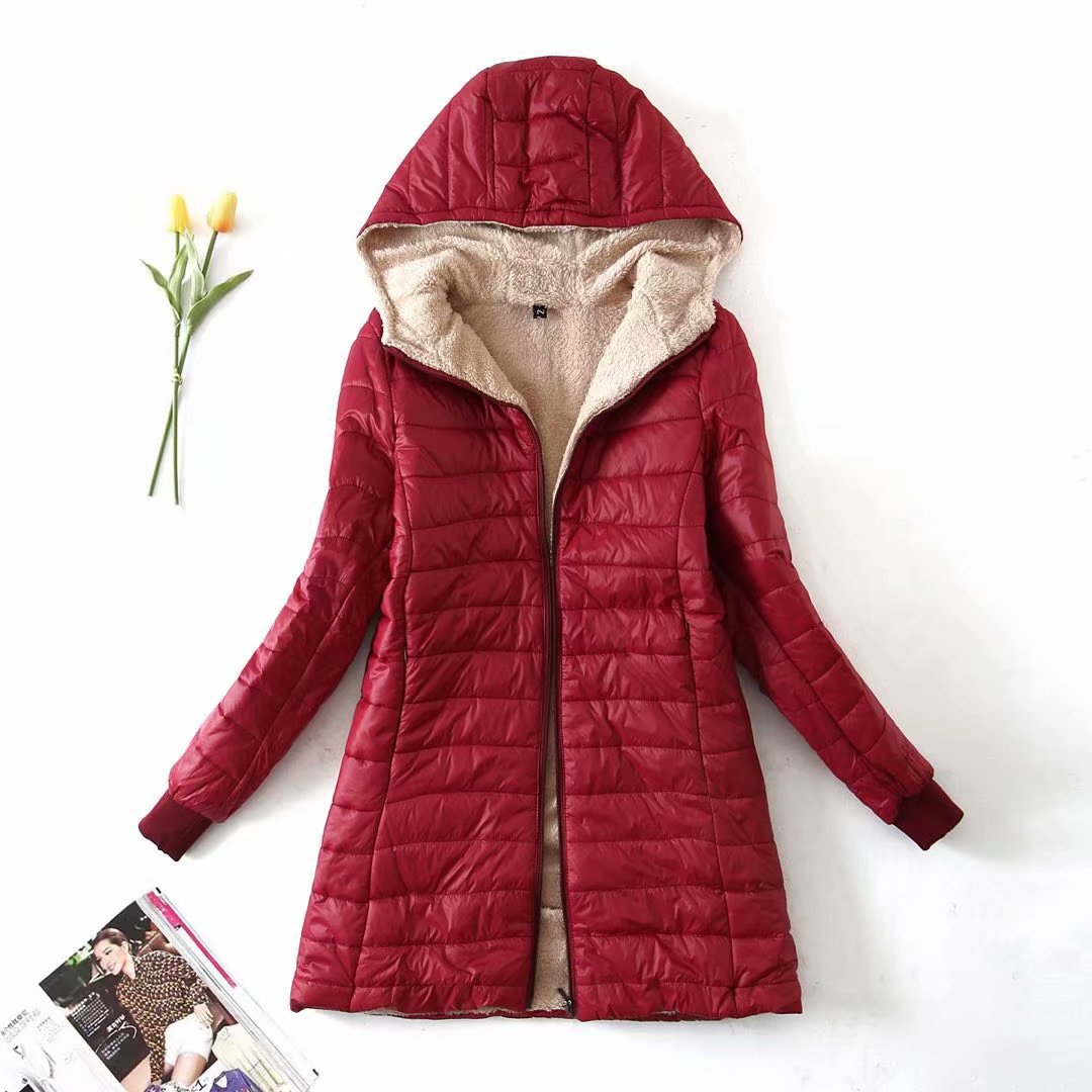 Fleece-Lined Longline Puffer Jacket with Hood | Vicky