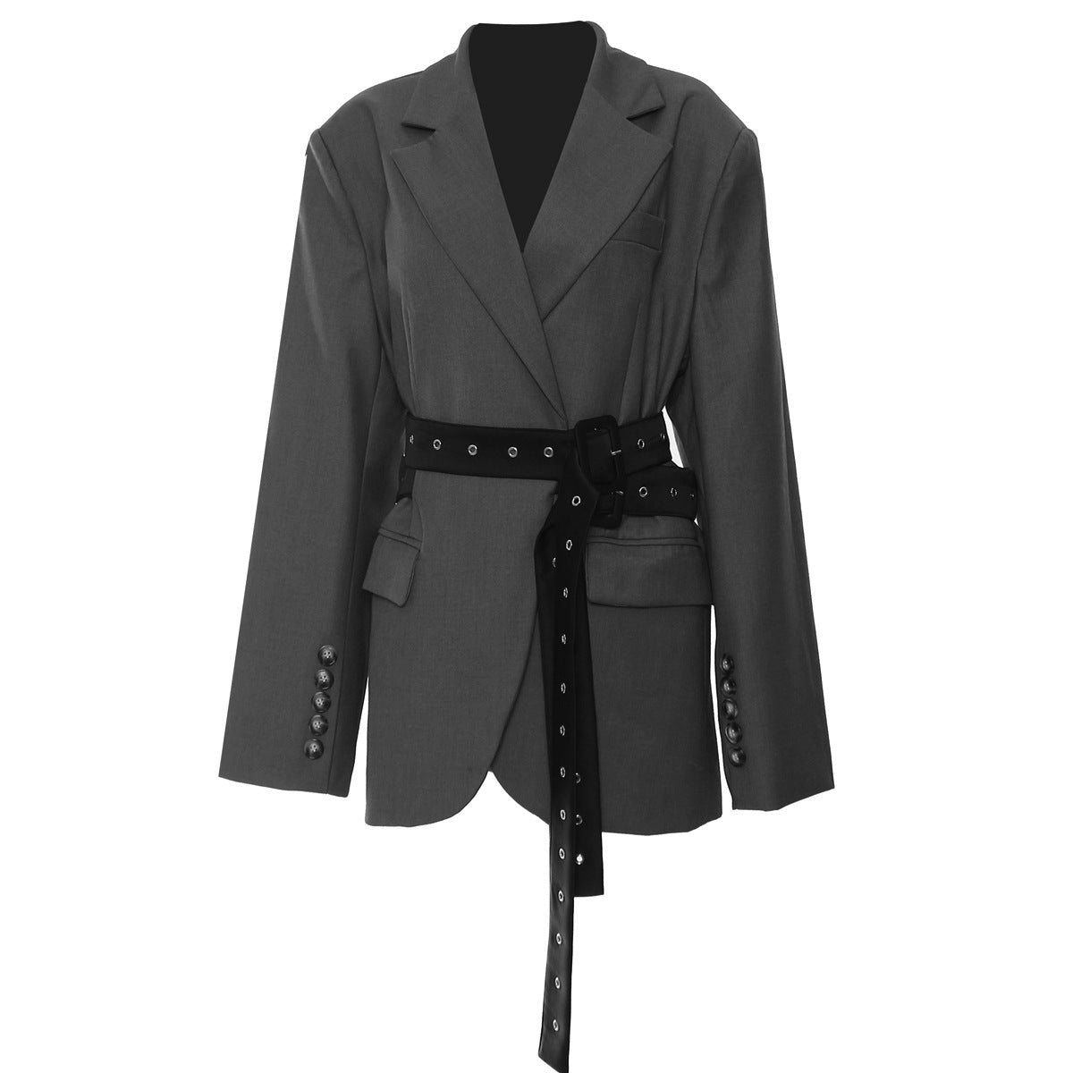 Tailored Belted Blazer Jacket with Structured Fit | Elviora