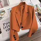 Cropped Blazer with Classic Lapel For Woman