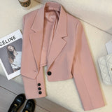 Cropped Blazer with Classic Lapel For Woman