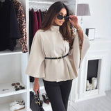 Elegant Wool Cape with Belt and Asymmetrical Cut | Kamila