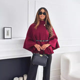 Elegant Wool Cape with Belt and Asymmetrical Cut | Kamila
