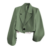 Cropped Blazer with Classic Lapel For Woman