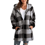 Plaid Fleece Hooded Long Coat | Arabella