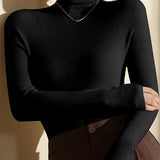 Closette | High Neck Slim Fit Ribbed Knit Top For Woman