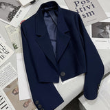Cropped Blazer with Classic Lapel For Woman