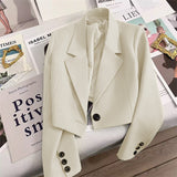 Cropped Blazer with Classic Lapel For Woman