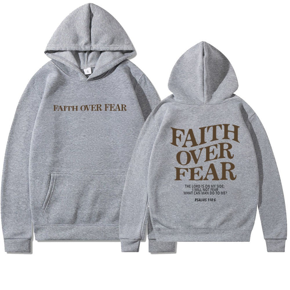 Faith Over Fear Graphic Hoodie For Woman