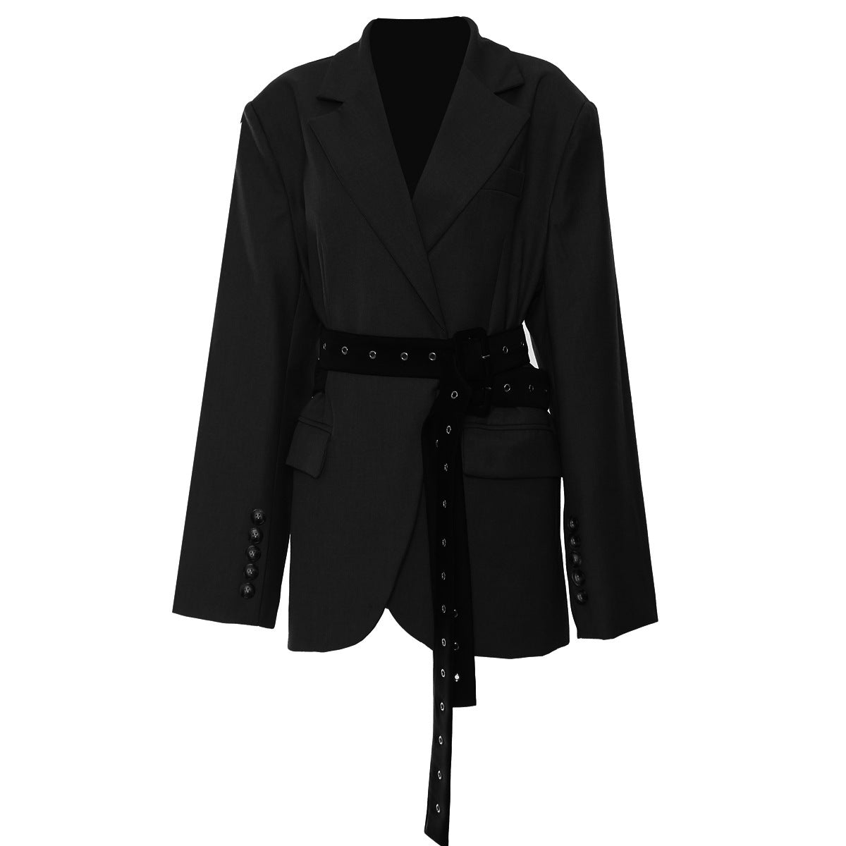 Tailored Belted Blazer Jacket with Structured Fit | Elviora