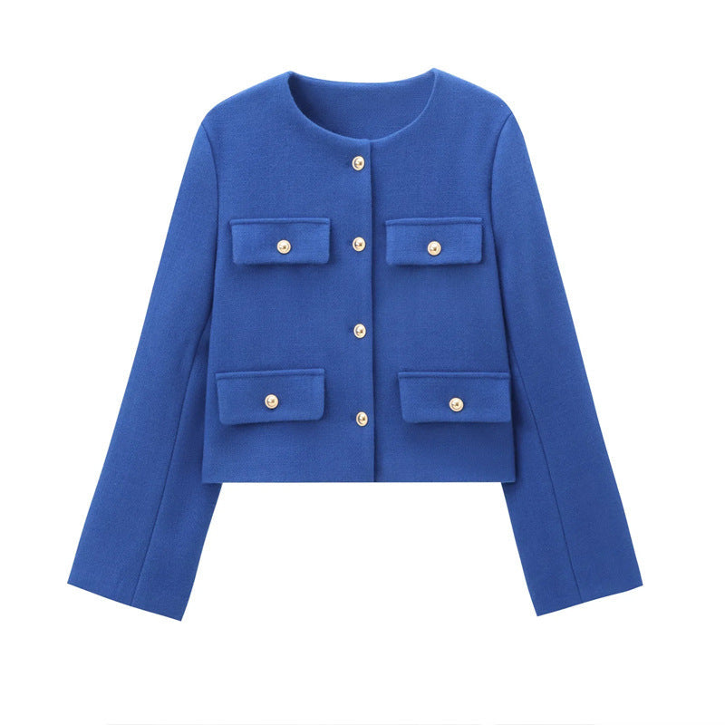 Cropped Jacket with Gold Buttons and Front Pockets | Yselde