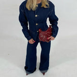 Tailored Denim Jacket and Wide-Leg Jeans Set | Isolde