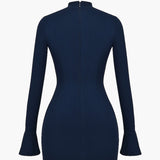 Navy Bodycon Mini Dress with Peplum Detail | Virelle