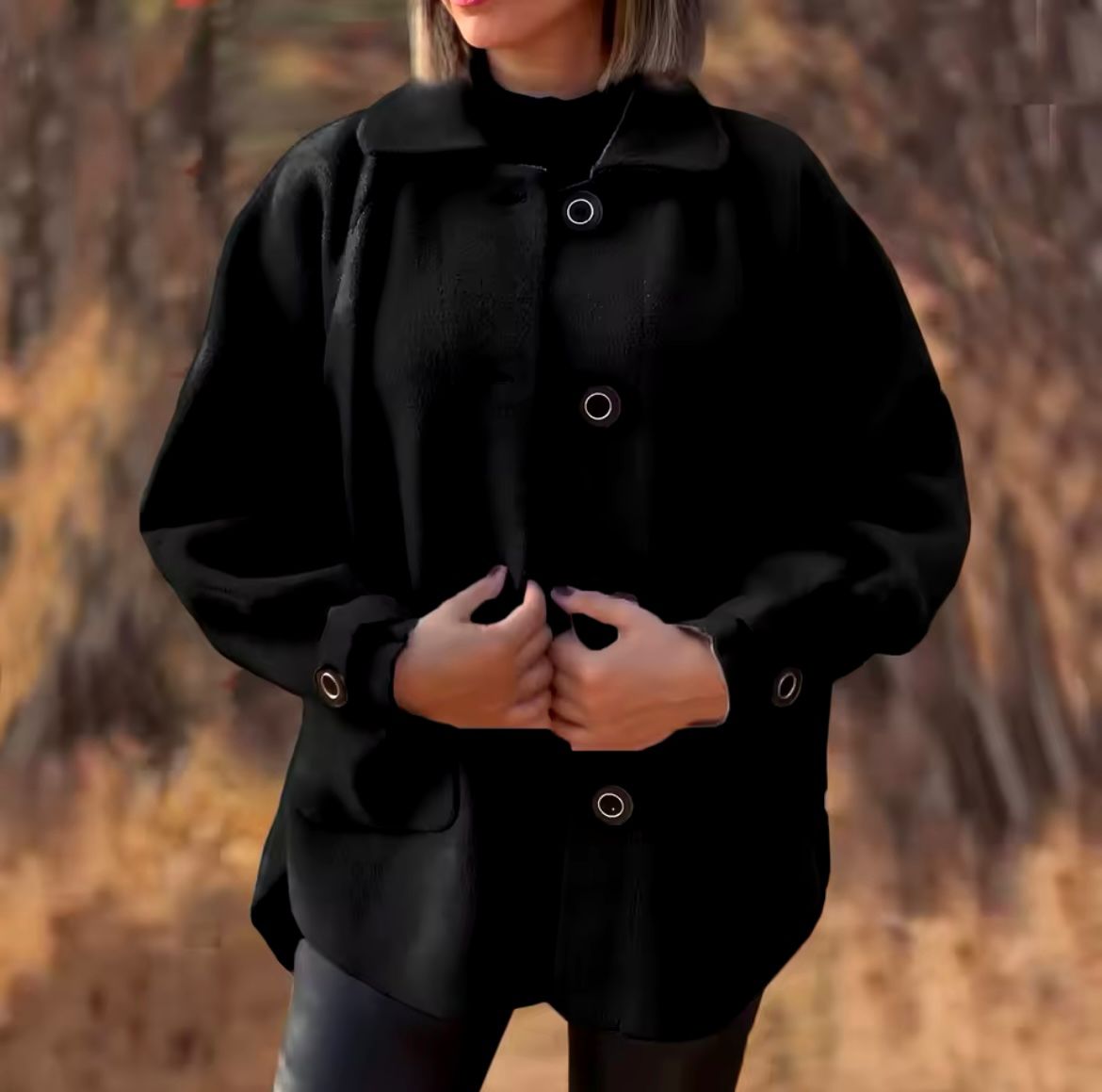 Warm Wool Jacket with Asymmetrical Design | Sable