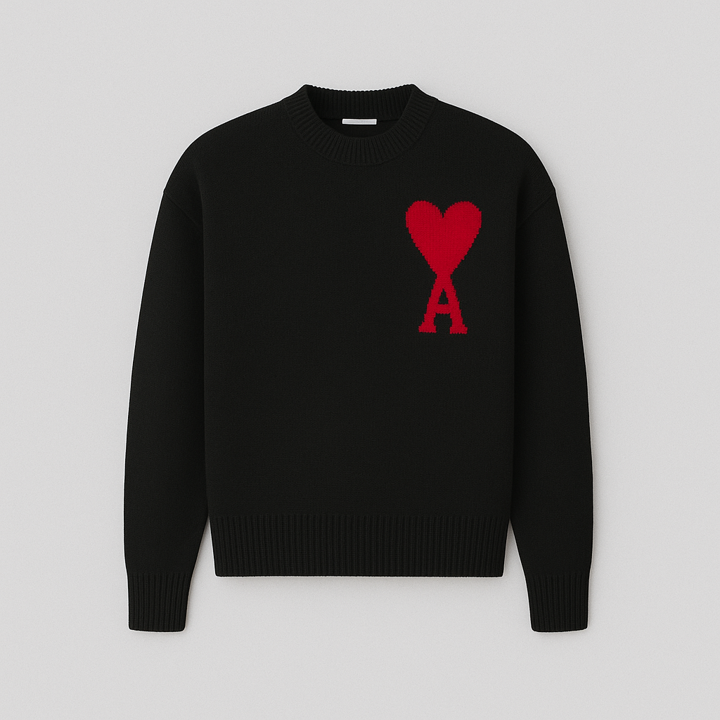 Oversized Knit Sweater with Heart Detail | Anely