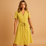 Floral Print Midi Dress with Short Sleeves for Women | Fleur