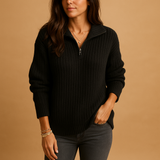 Chic women's sweater with half zipper and comfortable fit | Elise