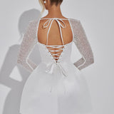 Satin Mini Dress with Rhinestone Sleeves | Elowyn