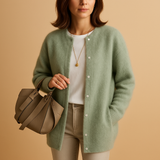 Knitted women's cardigan with buttons and long sleeves | Liora