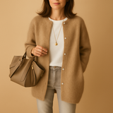 Knitted women's cardigan with buttons and long sleeves | Liora