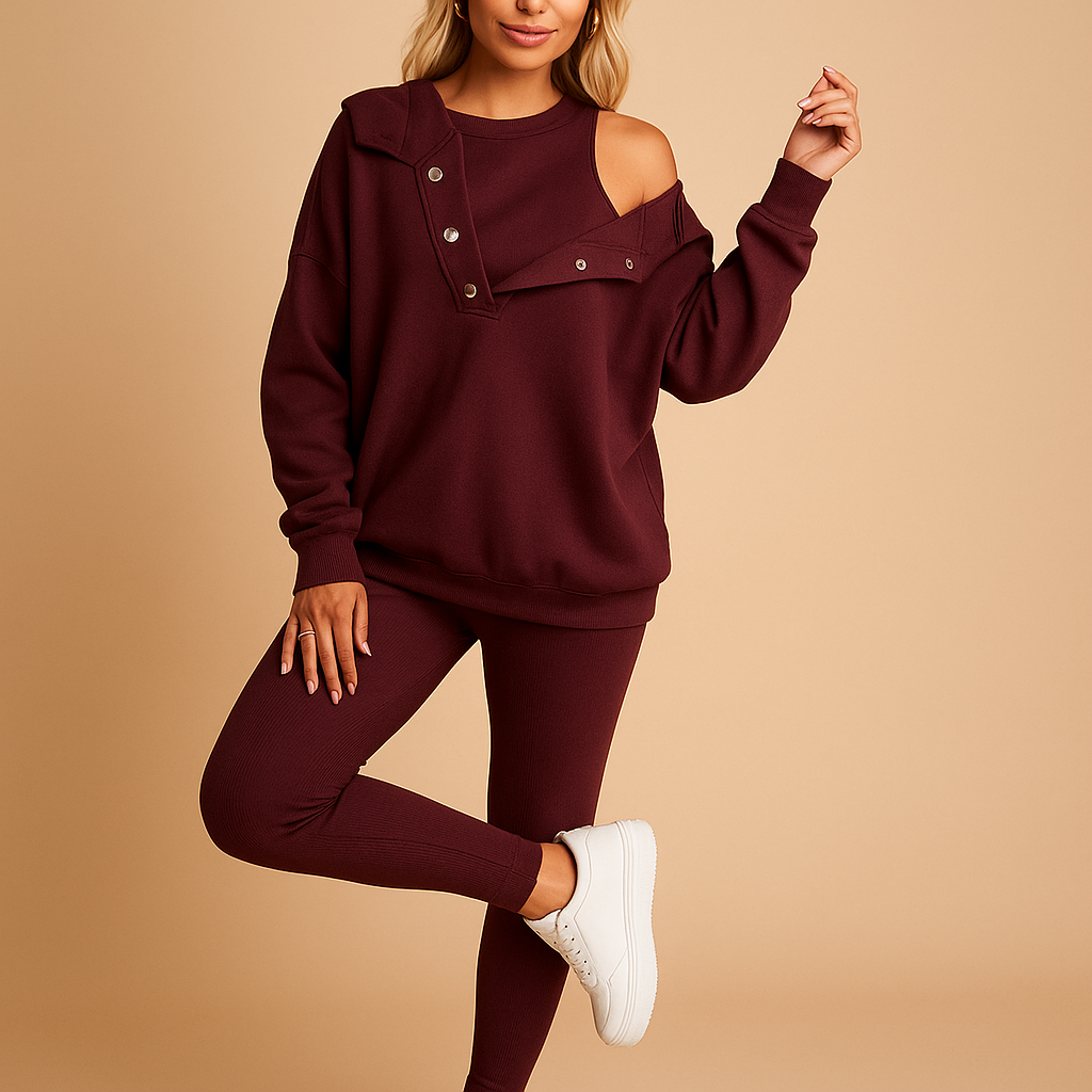 Hoodie and Jogger Set for Women in Soft Fabric | Valerie